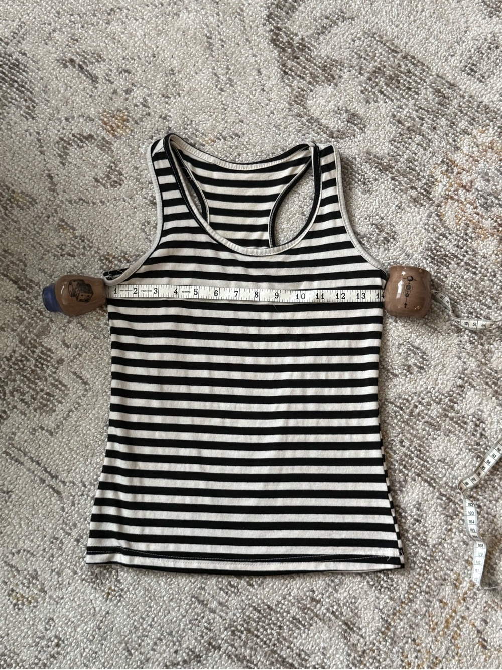Striped Racerback Tank Top - Black & White - Picture 4 of 5